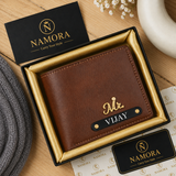 Personalised Leather Men's Wallet with Name & Charm, Perfect Gift option for boyfriend & Husband