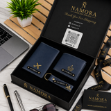 Personalised 3-in-1 Leather Name Men's Wallet with charm, Passport Cover & Keychain 3 in 1 Set