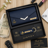 Personalised Women's Leather Clutch & Keychain Combo With Name & Charm Gift Combo for Girlfriend, Wife, Mother & Sister